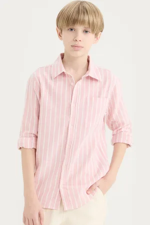 DeFacto Boys Spread Collar Vertical Striped Cotton Casual Shirt