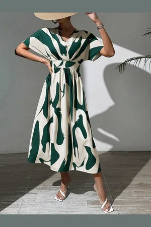 Mast & Harbour Women Abstract Printed Fit & Flare Midi Dress