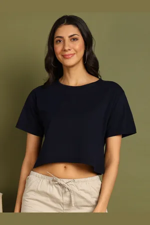 Chozi Women Bio Finish Solid Round Neck Cotton Boxy T-shirt