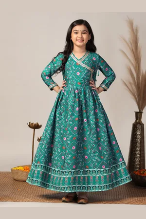 Sangria Girls Angrakha Pattern Patola Printed Maxi Dress