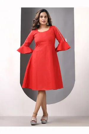 Charukriti Cotton Fit & Flared Ethnic Dress