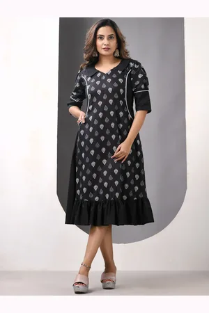 Charukriti Printed Cotton A-line Ethnic Dress