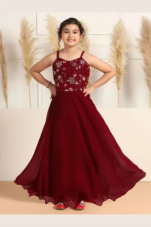 Sangria Girls Sequined Embellished Shoulder Straps Fit & Flare Maxi Dress