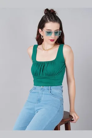 Moda Rapido Women Pure Cotton Crop Fitted Top
