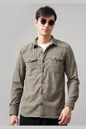 PAUL STREET Men Self Design Textured Corduroy Casual Shacket