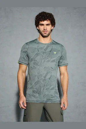TECHNOSPORT Men Abstract Printed Antimicrobial Slim Fit Sports T-shirt