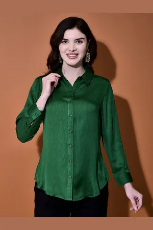 FUTURO REMOTO GIOIELLI Women Solid Shirt Collar Satin Shirt Style Top