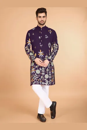 SHUBHVASTRA Floral Embroidered Mandarin Collar Sequinned Straight Kurta