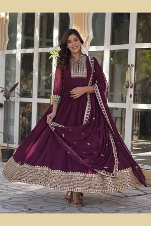 JATRIQQ Embroidered Sequined Detail Gown With Dupatta