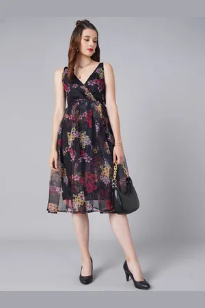 Moda Rapido Women Floral Printed V-Neck Wrap Midi Dress