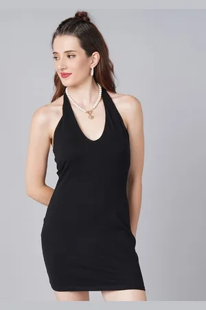 Moda Rapido Women Cotton Halter Neck Sleeveless A-Line Mini Dress
