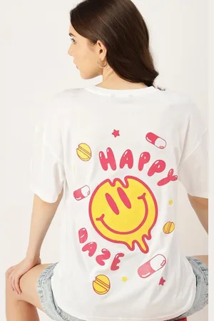 DressBerry Women Graphic Printed Round Neck Cotton Oversized T-shirt