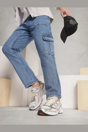 WROGN Men Relaxed Fit Heavy Fade Stretchable Cargo Jeans