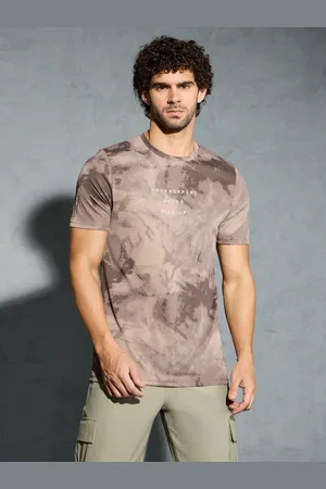 TECHNOSPORT Men Abstract Printed Antimicrobial Slim Fit Sports T-shirt
