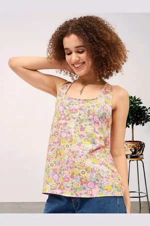 DressBerry Floral Printed Cotton Sleeveless Regular Top