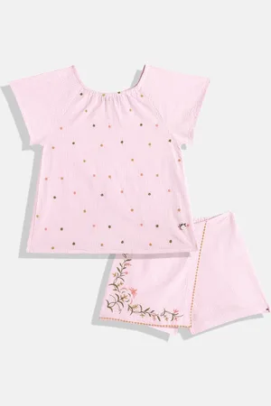 Allen Solly Girls Embroidered Pure Cotton Top with Skorts