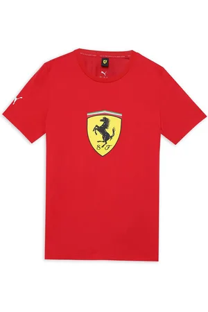 PUMA Kids Scuderia Ferrari Brand Logo Printed Cotton T-shirt