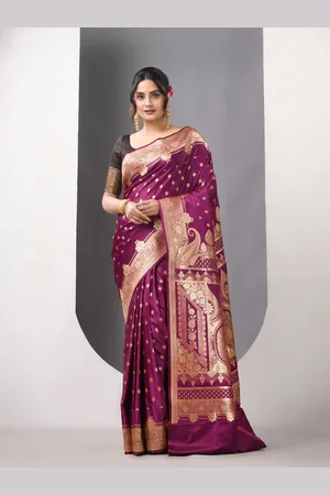 Charukriti Woven Design Zari Pure Silk Banarasi Saree