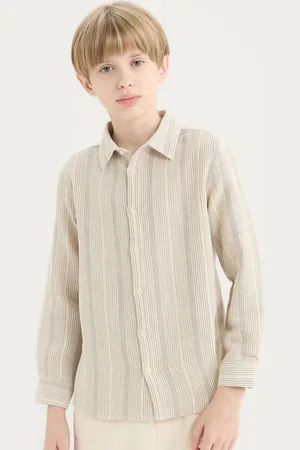 DeFacto Boys Spread Collar Textured Cotton Casual Shirt