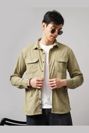 PAUL STREET Men Self Design Textured Corduroy Casual Shacket