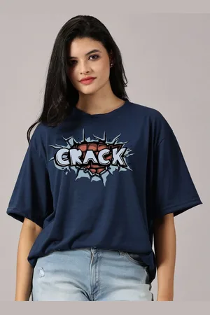 Rodzen Women Typography Printed Round Neck Cotton Oversized T-shirt