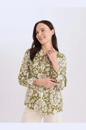 DeFacto Women Floral Print Tie-Up Neck Top