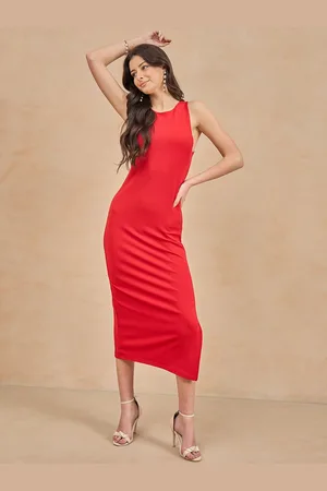 Color Capital Sheath Round Neck Midi Ready to Wear Dress