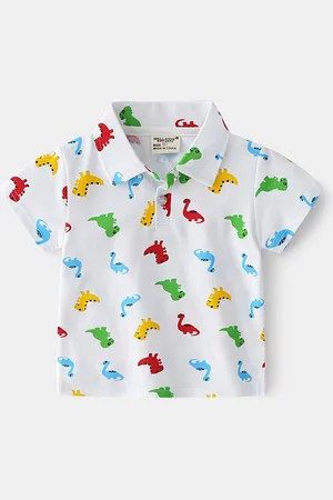LULU & SKY Boys Printed Polo Collar Applique T-shirt