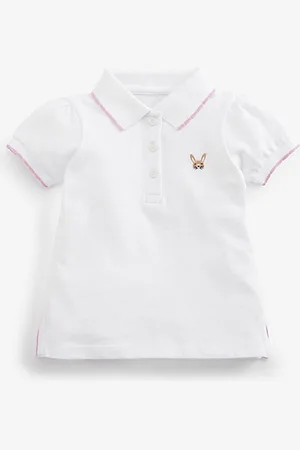 LULU & SKY Girls Solid Polo Collar Cotton T-shirt