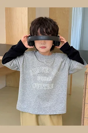LULU & SKY Boys Typography Printed Round Neck Cotton Oversized T-shirt