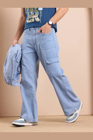 Mast & Harbour Men Straight Fit Stretchable Flared Cargo Style Jeans