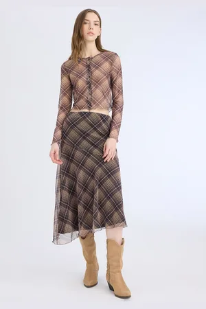 DeFacto Women Checked A-Line Skirt