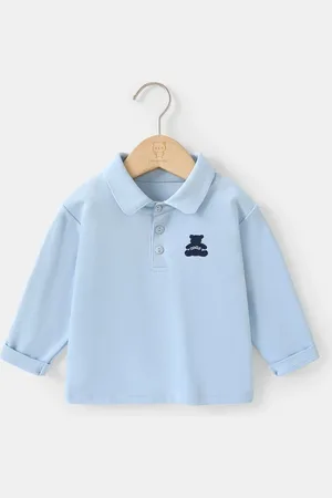 LULU & SKY Girls Solid Polo Collar Cotton Oversized T-shirt