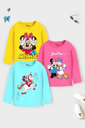 Miss and Chief Girls Pack Of 3 Minnie & Daisy Graphic Printed Cotton T-shirts