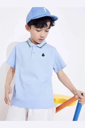 LULU & SKY Boys Solid Polo Collar Cotton Oversized T-shirt