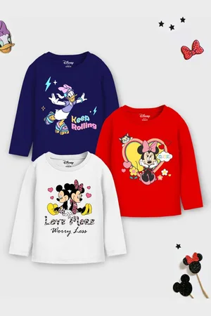 Miss and Chief Girls Pack Of 3 Minnie & Daisy Graphic Printed Cotton T-shirts