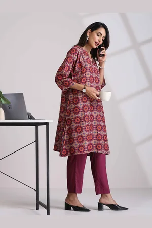 trueBrowns Beige Mandala Printed Kurta Co-ord Set