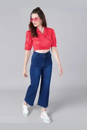 Moda Rapido Floral Puff Sleeve Cotton Wrap Crop Top