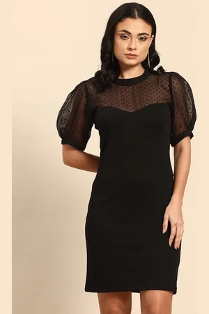 QURVII Puff Sleeve Bodycon Dress