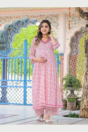 Aujjessa Women Ethnic Motifs Printed Regular Pure Cotton Kurta with Trousers