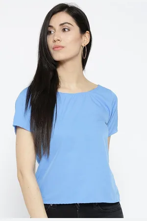 Moda Rapido Women Round Neck Short Sleeves Styled Back Top