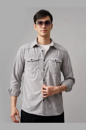 PAUL STREET Men Self Design Textured Corduroy Casual Shacket