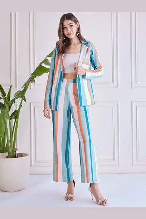 Chemistry Striped Long Sleeves Blazer With Trousers Co-Ord Set
