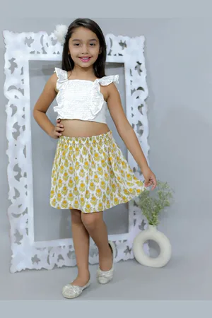 Ka-mee Girls Printed Flared Pure Cotton Skirt