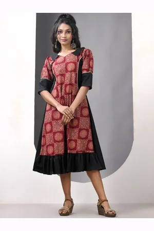 Charukriti Printed Cotton A-line Ethnic Dress