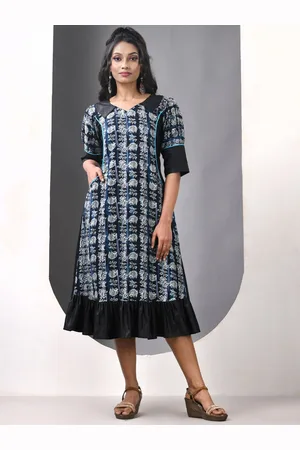 Charukriti Printed Cotton A-line Ethnic Dress