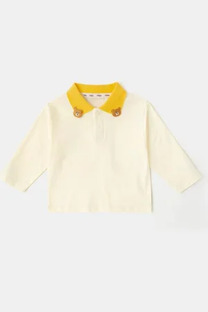 LULU & SKY Girls Solid Polo Collar Cotton T-shirt