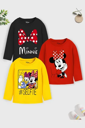 Miss and Chief Girls Pack Of 3 Minnie & Daisy Graphic Printed Cotton T-shirts