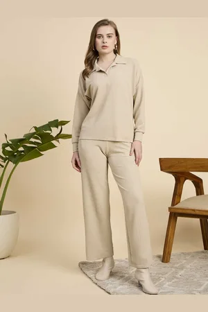 Mast & Harbour Self Design Shirt Collar T-Shirt With Trousers