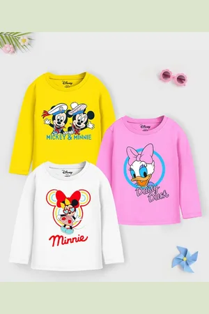 Miss and Chief Girls Pack Of 3 Minnie & Daisy Graphic Printed Cotton T-shirts
